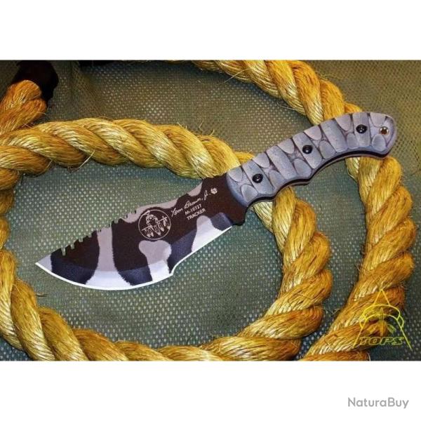 Couteau Fixe TOPS Tom Brown Tracker Camo Lame Acier 1095 Manche Micarta �tui Kydex USA TPTBT010C