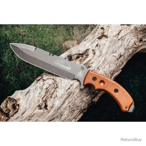 Couteau Fixe TOPS Tahoma Field Knife Lame Acier 1095 Manche Micarta Tan �tui Nylon USA TPTAHO03TNS