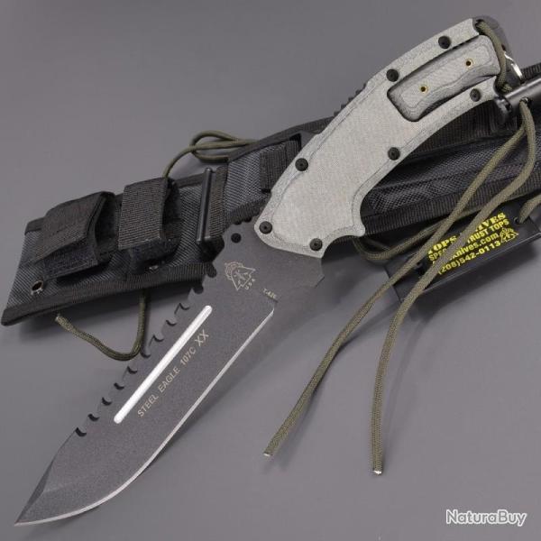 Couteau Fixe TOPS Steel Eagle 107C XX Combo Lame Acier 1095 Manche Micarta �tui Kydex USA TPSE107CXX