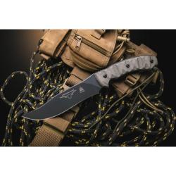 Couteau TOPS Longhorn Bowie Sniper Gray RMT Lame Acier 1095 Manche Micarta &Eacute;tui Nylon USA TPLONGB06