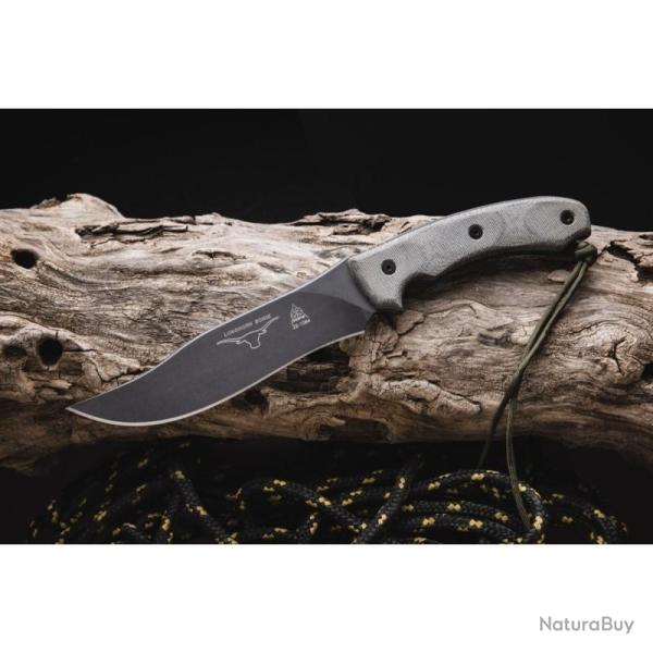 Couteau Fixe TOPS Longhorn Bowie Sniper Gray Lame Acier 1095 Manche Micarta �tui Nylon USA TPLONGB05