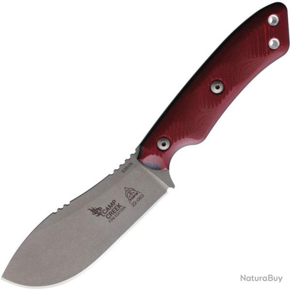 Couteau Fixe TOPS Camp Creek Fire Edition Lame Acier S35VN Manche G10 �tui Cuir USA TPCPCKFE01