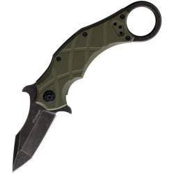 Couteau Fox Edge The Claw Lame Acier 8Cr13MoV Tanto Stonewash Manche G10 Vert Liner Lock FE015