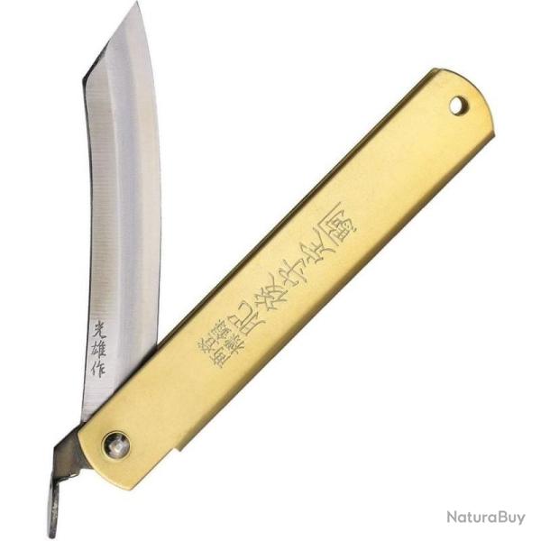 Couteau Higonokami Folder Brass Lame Aogami XL Manche Laiton Made In Japan HIGO11L