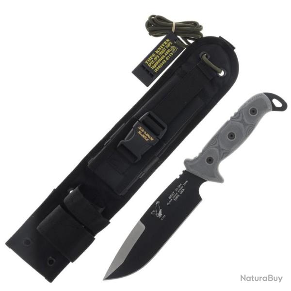 Couteau Fixe TOPS BEST Black Eagle Strike Team Lame Acier 5160 Manche Micarta �tui Nylon USA