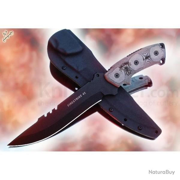 Couteau Fixe TOPS Fire Strike 45 Lame Acier 1095HC Manche Micarta �tui Kydex USA TP45
