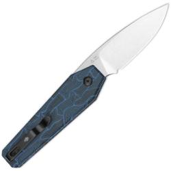 Couteau Kizer Tomb Lame Acier Nitro-V Manche G10 Motif Damas Bleu Button Lock KIV3692A3