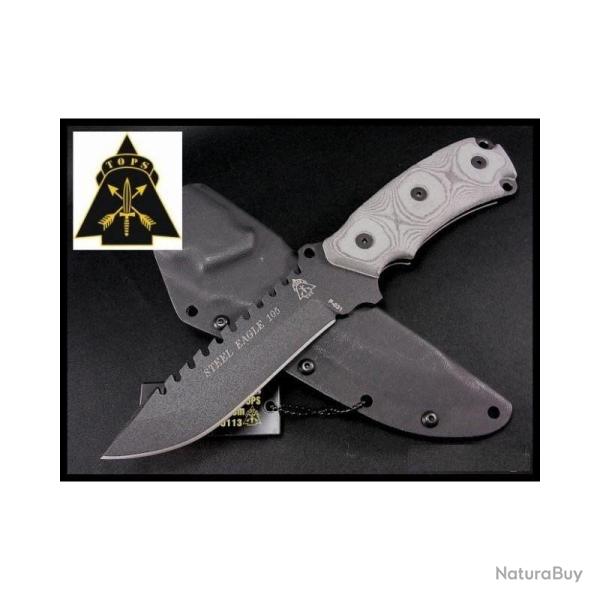 Couteau Fixe TOPS Steel Eagle 105HP Lame Acier 1095HC Manche Micarta �tui Kydex USA TP105HP