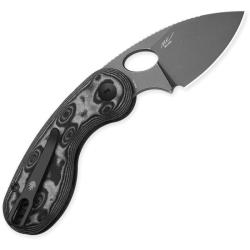 Couteau Kizer Microbe Lame Acier 14C28N SW Drop Point Manche Micarta Vortex Button Liner Lock