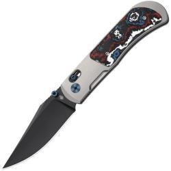 Couteau Kizer Tycho Lame Acier S45VN DLC Clip Point Manche Titane/Fat Carbon Clutch Lock KI4761A3