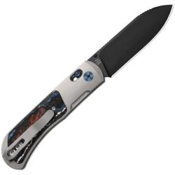 Couteau Kizer Tycho Lame Acier M390 DLC Drop Point Manche Titane/Fat Carbon Clutch Lock KI4761A2