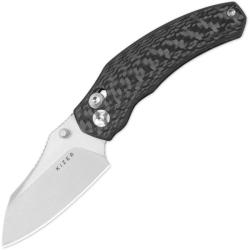 Couteau Kizer Mini Bulldog Lame Acier S45VN Sheepsfoot Manche Fibre de Carbone Clutch Lock KI3672SA3