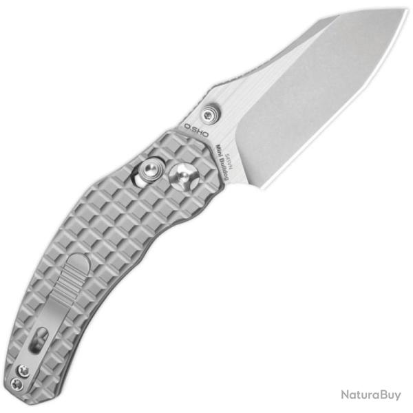 Couteau Kizer Mini Bulldog Lame Acier S45VN Sheepsfoot Manche Titane Argent� Clutch Lock KI3672SA2