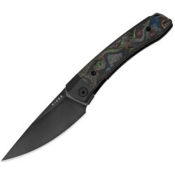 Couteau Kizer Mini Momo Lame Acier S35VN DLC Drop Point Manche Titane/Camo Carbon 80's Liner Lock