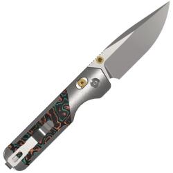 Couteau Kizer Militaw 315 Lame Acier Elmax Drop Point Manche Alu/CamoCarbon Clutch Lock KI363431CDA2