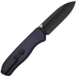 Couteau Kizer Drop Bear Zero Lame Acier M390 DLC Drop Point Manche Aluminium Bleu Btn Liner Lock