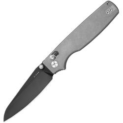 Couteau Kizer Original 2 Lame Acier S45VN DLC Sheepsfoot Manche Titane Gris Clutch Lock KI36052SA1