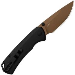 Couteau Kizer T1 BD Lame Acier Elmax Sunset PVD Drop Point Manche Titane Button Liner Lock