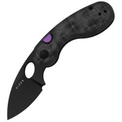 Couteau Kizer Microbe Lame Acier M390 DLC Drop Point Manche Fat Carbon Black Dune Btn Liner Lock