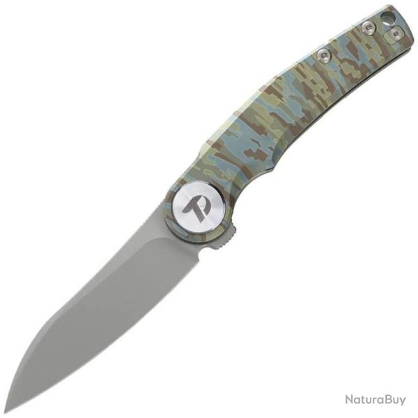 Couteau Dreamtech Lame Acier M390 Reverse Tanto Manche Titane Camouflage Frame Lock DTK9618C