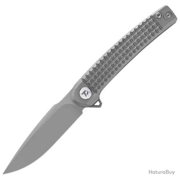 Couteau Dreamtech Lame Acier M390 Manche Titane Gris Motif Fragment� Frame Lock DTK9613TG