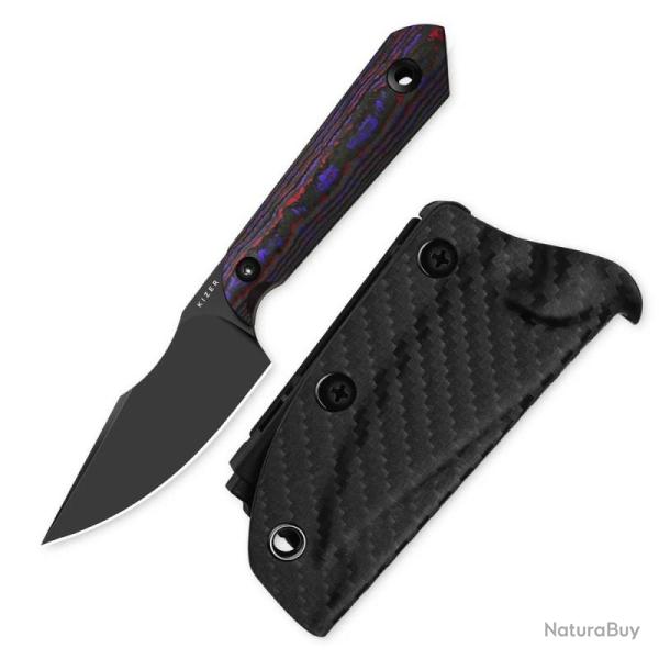 Couteau Kizer Mini Harpoon Lame Acier CPM-S45VN Drop Point Manche Fat Carbon Etui Kydex KI1040S9