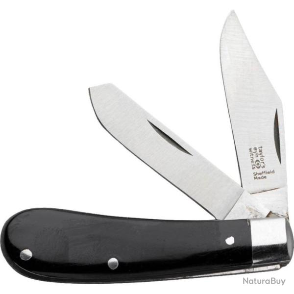 Couteau Taylor's Eye Witness Twin Blade Slip Joint Black Lame Acier 420HC Manche Bois Made TEW2077