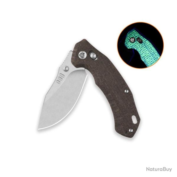 Couteau QSP Elk Lame Acier 14C28N SW Drop Point Manche Micarta Marron Phosphorescent Glyde QS173A1