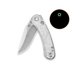 Couteau QSP Coyote Lame Acier Nitro-V SW Clip Point Manche G10 Aluminum Foil Button QS174D1