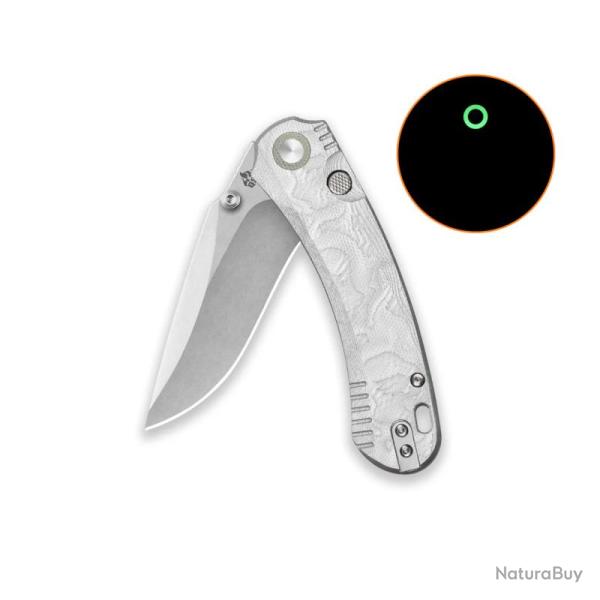 Couteau QSP Coyote Lame Acier Nitro-V SW Clip Point Manche G10 Aluminum Foil Button QS174D1