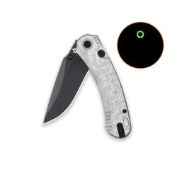 Couteau QSP Coyote Lame Acier Nitro-V Noire Clip Point Manche G10 Aluminum Foil Button QS174D2