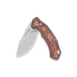 Couteau QSP Elk Lame Acier 14C28N Stonewash Drop Point Manche Micarta Multicolore Glyde Lock QS173C1