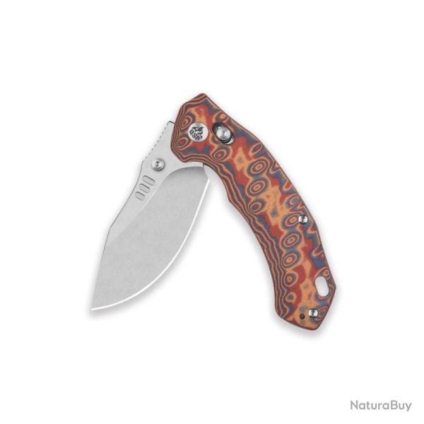 Couteau QSP Elk Lame Acier 14C28N Stonewash Drop Point Manche Micarta Multicolore Glyde Lock QS173C1