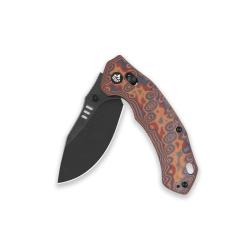 Couteau QSP Elk Lame Acier 14C28N Noire Drop Point Manche Micarta Multicolore Glyde Lock QS173C2