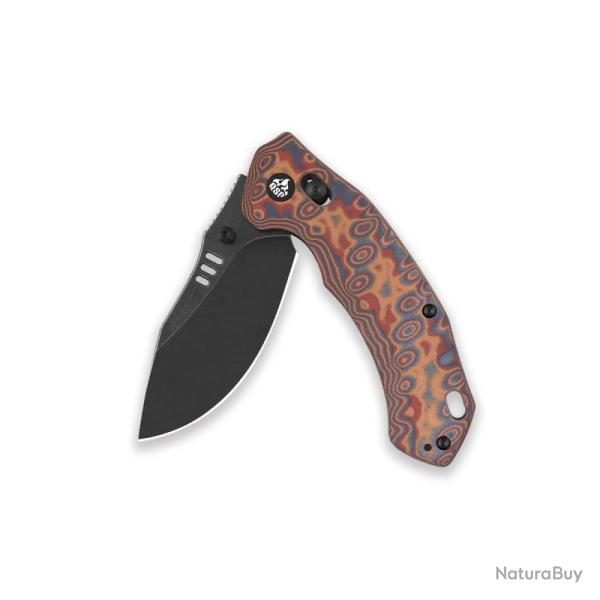 Couteau QSP Elk Lame Acier 14C28N Noire Drop Point Manche Micarta Multicolore Glyde Lock QS173C2