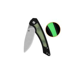 Couteau QSP Peregrine Lame Acier 10Cr15MoV Stonewash Clip Point Manche G10 Phospho Liner Lock