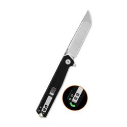 Couteau QSP Mantis Lame Acier Nitro-V Satin Clip Point Manche G10 Noir Liner Lock QS176A1