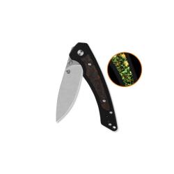 Couteau QSP Peregrine Lame Acier 10Cr15MoV Noire Clip Point Manche G10 CF Orange Glow Liner Lock