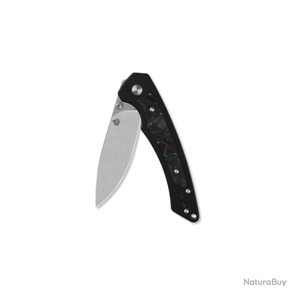 Couteau QSP Peregrine Lame Acier 10Cr15MoV Stonewash Clip Point Manche G10 CF Bleu Liner Lock