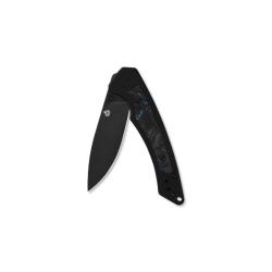 Couteau QSP Peregrine Lame Acier 10Cr15MoV Noire Clip Point Manche G10 Insert CF Bleu QS177C2