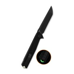 Couteau QSP Mantis Lame Acier Nitro-V Noire Clip Point Manche G10 Noir Liner Lock QS176A2