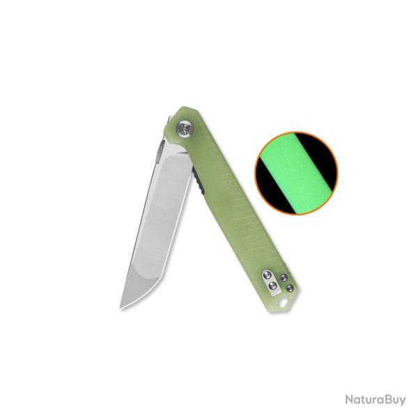 Couteau QSP Mantis Lame Acier Nitro-V Satin Tanto Manche G10 Phosphorescent Liner Lock QS176B1