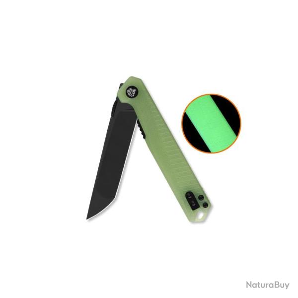 Couteau QSP Mantis Lame Acier Nitro-V Noire Tanto Manche G10 Phosphorescent Liner Lock QS176B2