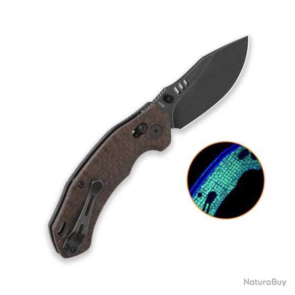 Couteau QSP Elk Lame Acier 14C28N Manche Micarta Glow-in-the-Dark Glyde Lock QS173A2