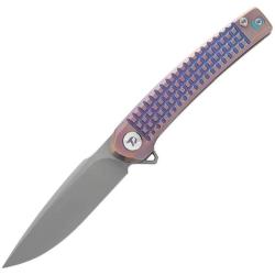 Couteau Dreamtech Lame Acier M390 Drop Point Manche Violet/Rose Sculpt&eacute; Frame Lock DTK9613P