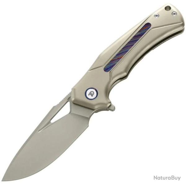 Couteau Dreamtech Lame Acier M390 Drop Point Manche Titane Dor� Zirconium Frame Lock DTK9402C