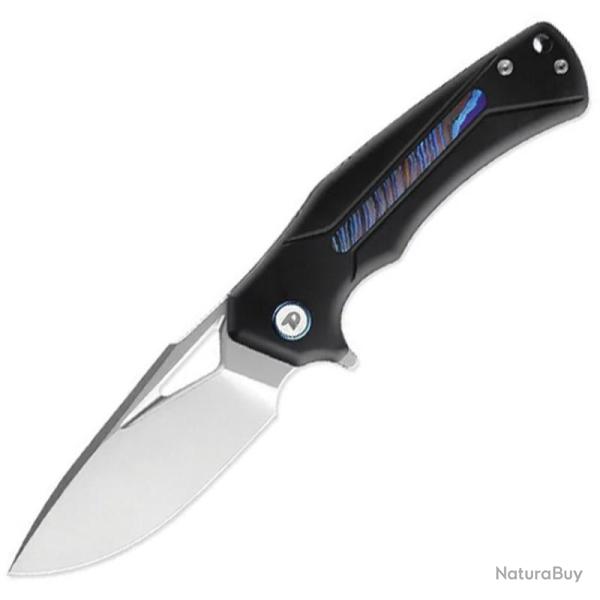 Couteau Dreamtech Lame Acier M390 Drop Point Manche Titane Noir Zirconium Frame Lock DTK9042TB