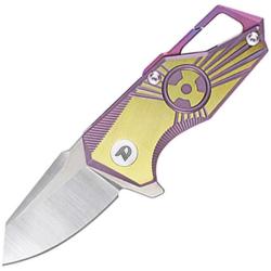 Couteau Dreamtech Lame Acier S35VN Reverse Tanto Manche Titane Anodis&eacute; Violet et Dor&eacute; DTK5313PG