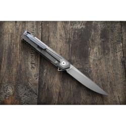 Couteau Dreamtech Lame Acier S35VN Manche Titane Gris Sculpt&eacute; Frame Lock DTK5311TG