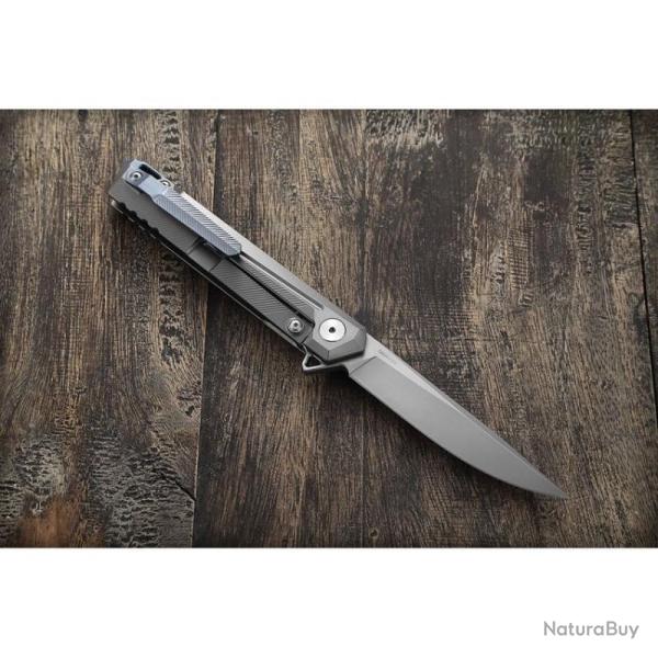Couteau Dreamtech Lame Acier S35VN Manche Titane Gris Sculpt� Frame Lock DTK5311TG